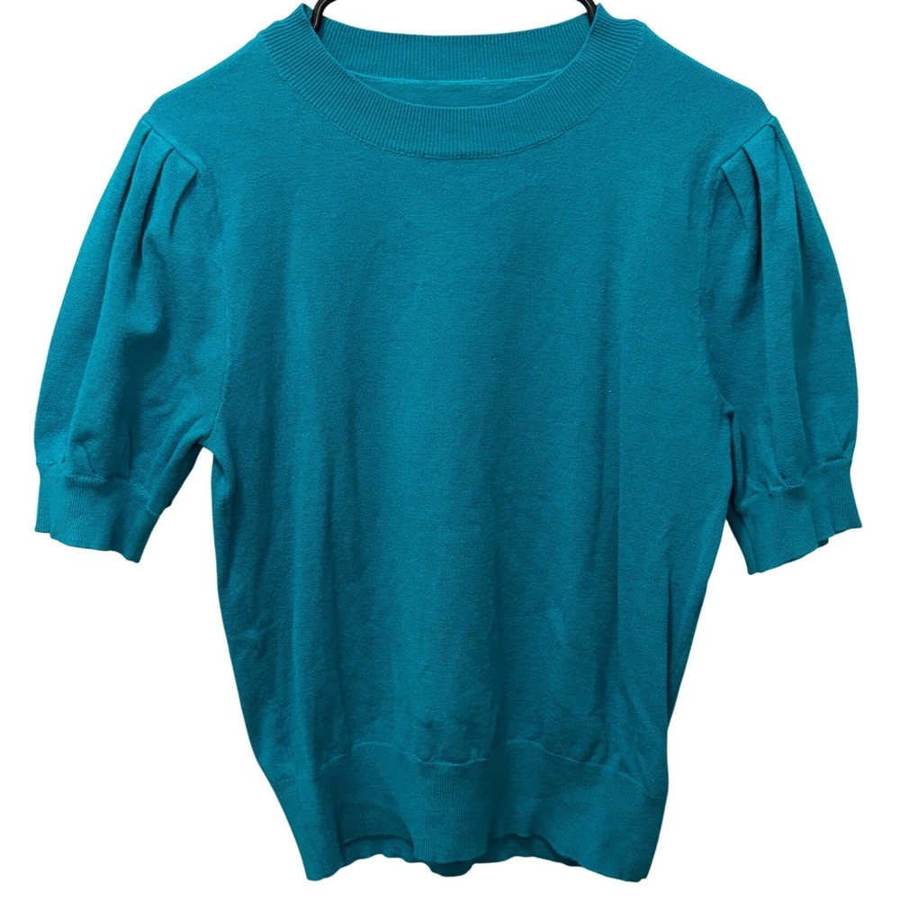 Kohl's Teal Soft Short-Sleeved Sweater Pleated Shoulder Women's Size Small NWT